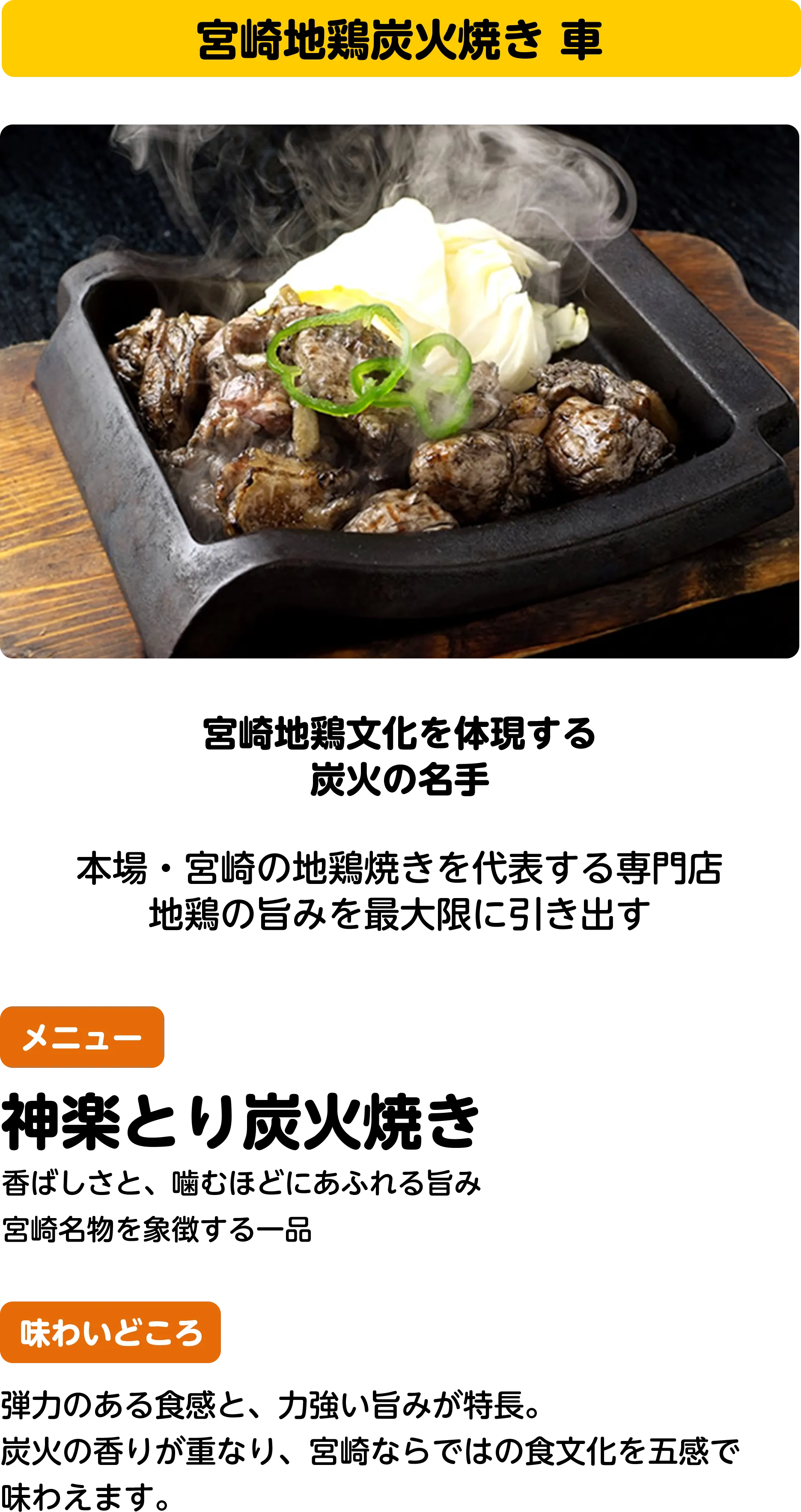 宮崎地鶏炭火焼き 車